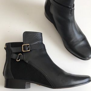 DVF leather and real calf hair back zipper booties